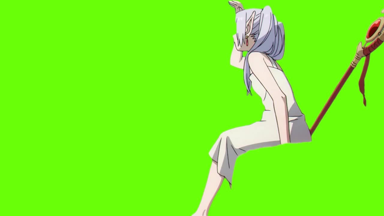 芙莉莲绿屏素材坐着