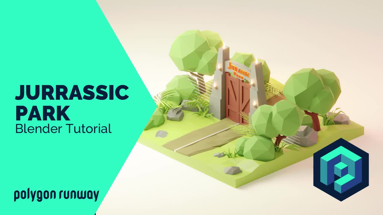 Jurassic Park Gate - Blender 2.8 Low Poly 3D Modeling Tutorial (iWYPXZ03lpI)