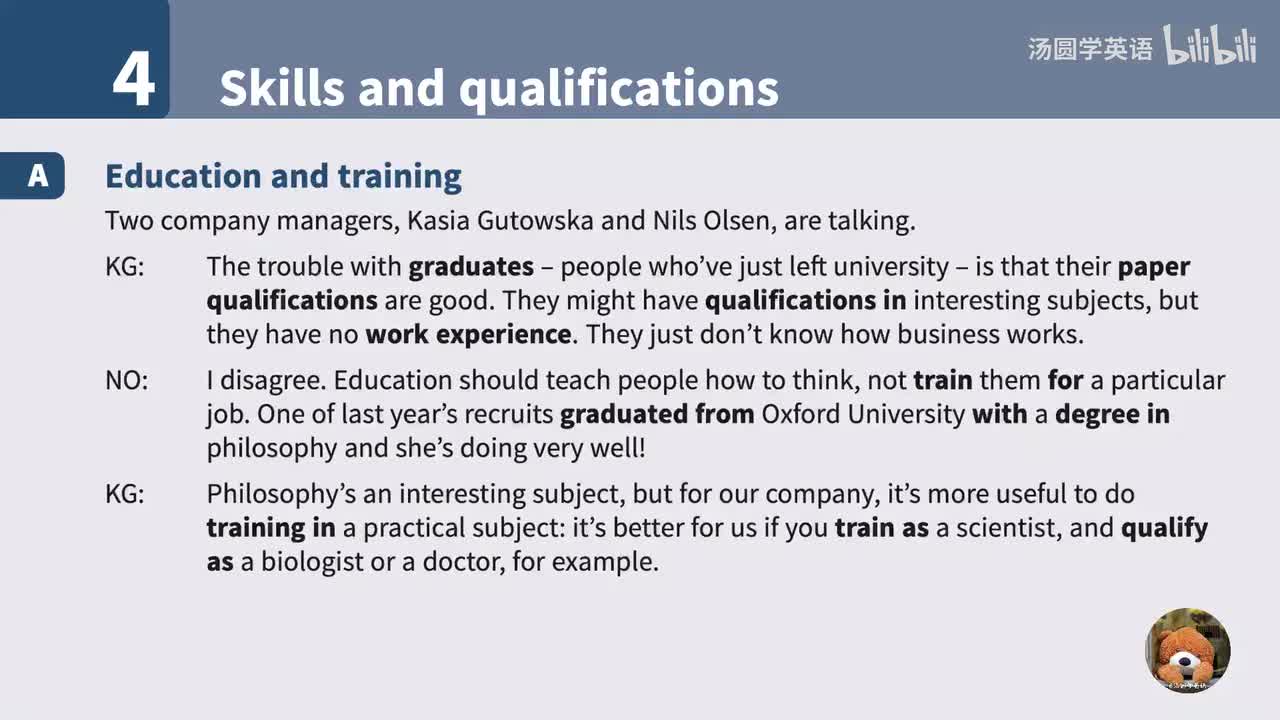 4. Skills and qualifications