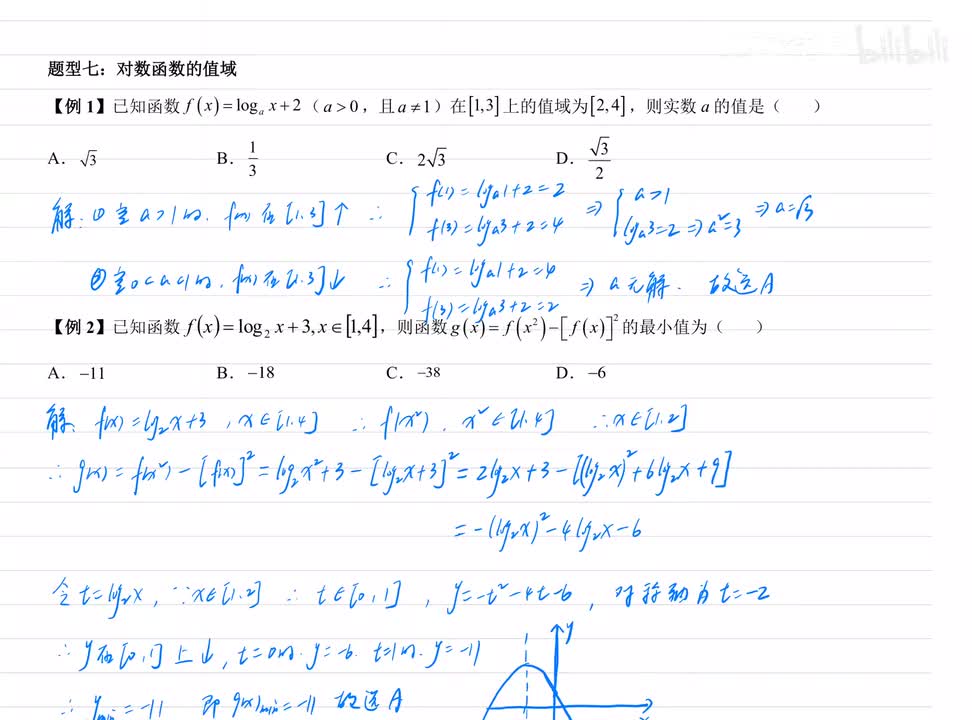 7.7对数函数的值域 例题