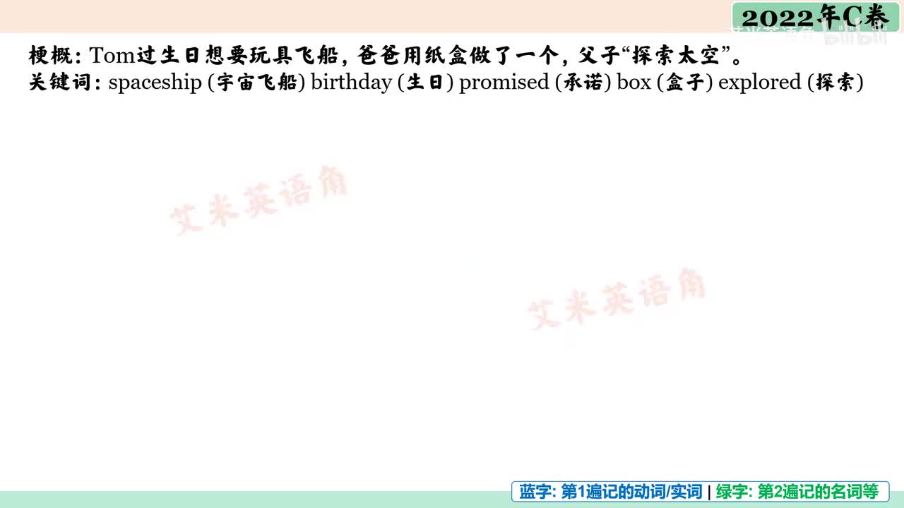 2022年C卷_Part C_Tom's Spaceship【B站：艾米英语角】