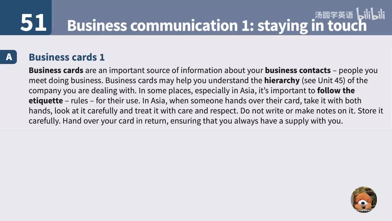 51. Business communication 1: staying in touch