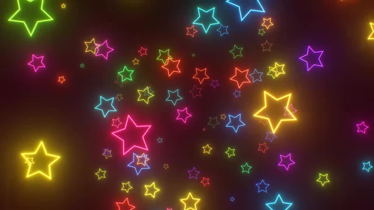 【舞台背景】霓虹星形彩虹荧光冲屏舞蹈背景
