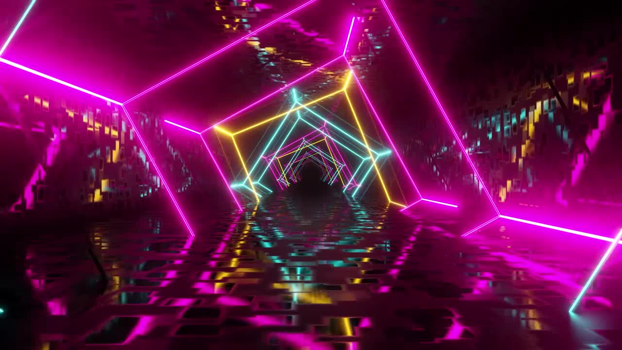 【舞台背景】入地面方块赛博隧道