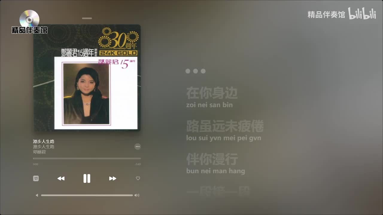 漫步人生路-邓丽君-立体声伴奏