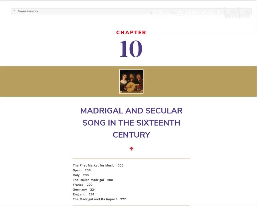 第10章：16世纪的牧歌和世俗歌曲