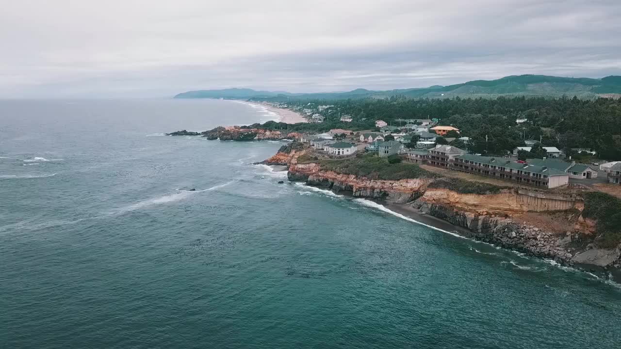 航拍海岸城镇 海洋 海岸线 #3150