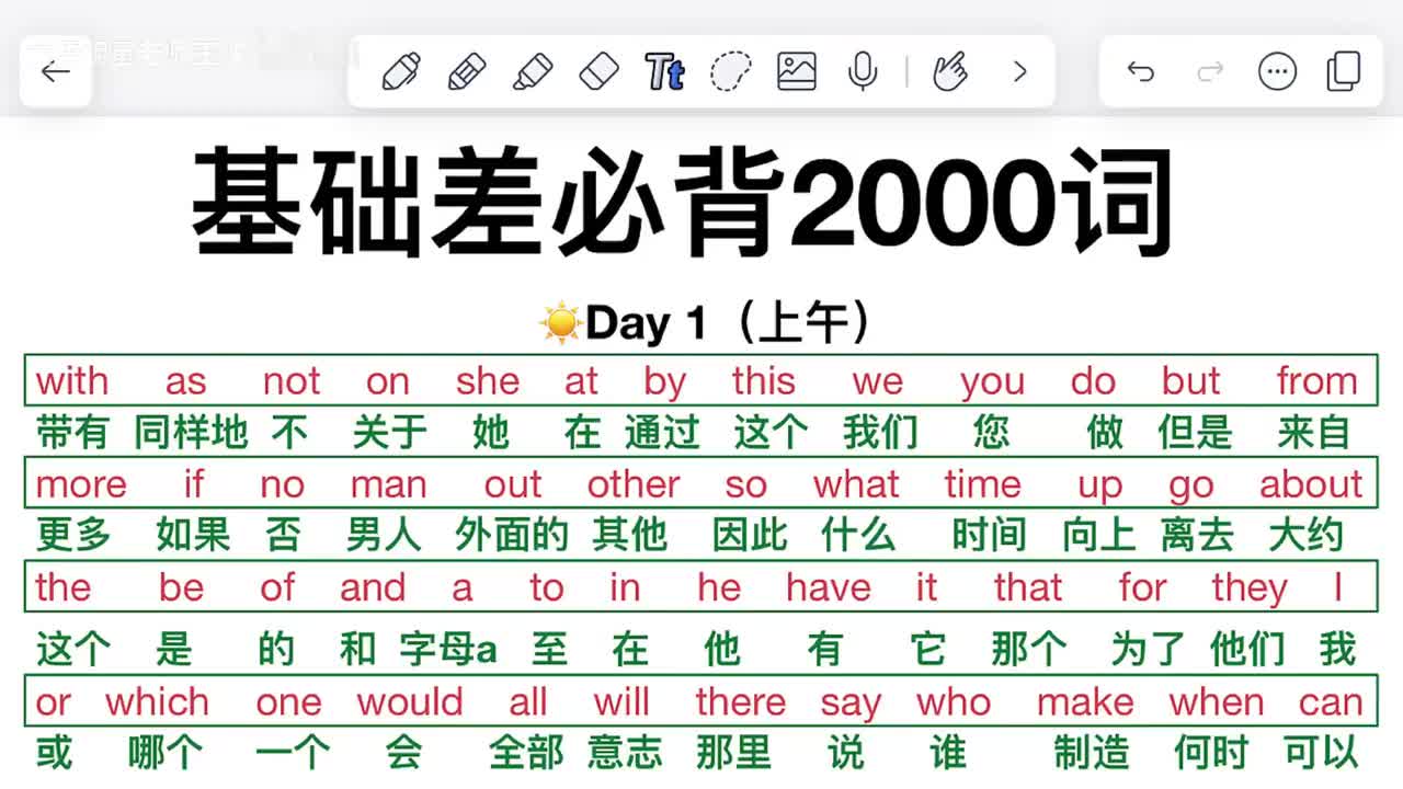 词汇量暴涨！英语核心2000词！基础差必背！