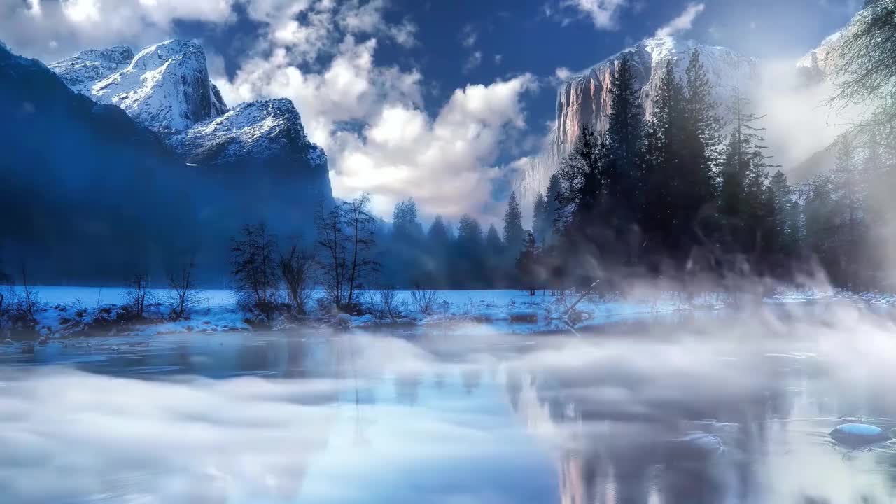 雪山 湖水 云雾 #1421