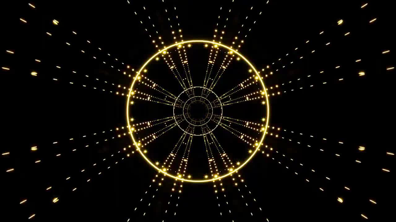 Flickering Yellow Lights Tunnel for Music Visualization Motion Graphic Art Backg