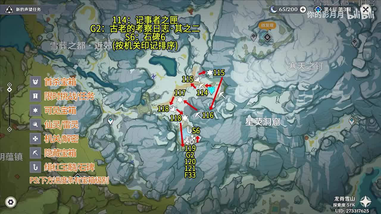近郊(4) 共8个(114-121)成就数119 绯红玉髓33 石碑6 记事者之匣 古老的考察日志·其之二【雪山大勘测】