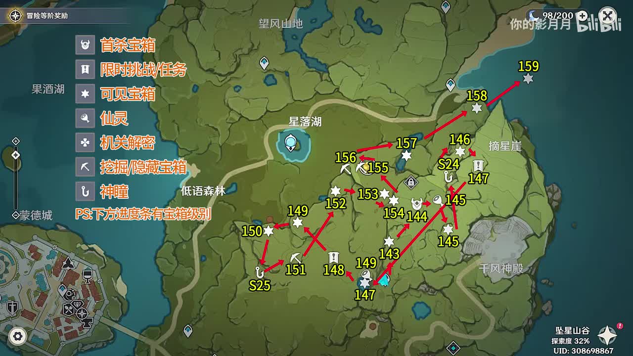 摘星崖 共17个(143-159)成就数159 神瞳24-25