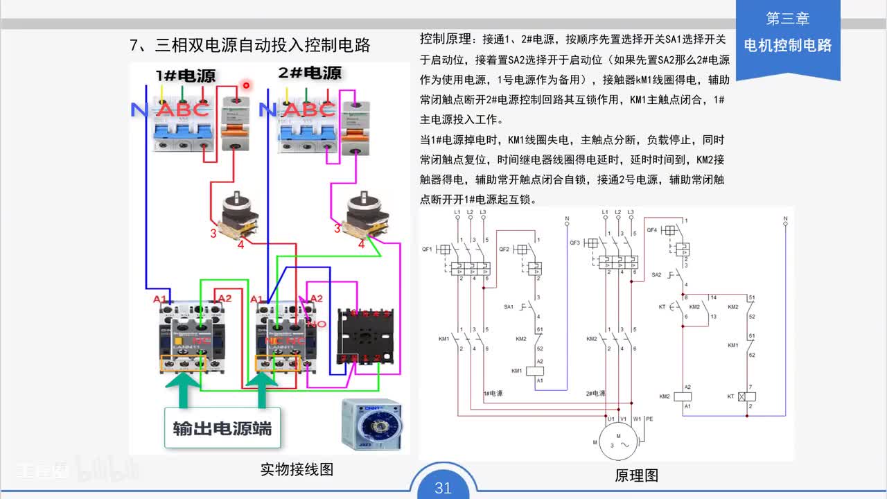 22_三相双电源自动投入控制电路工作原理与接线要点