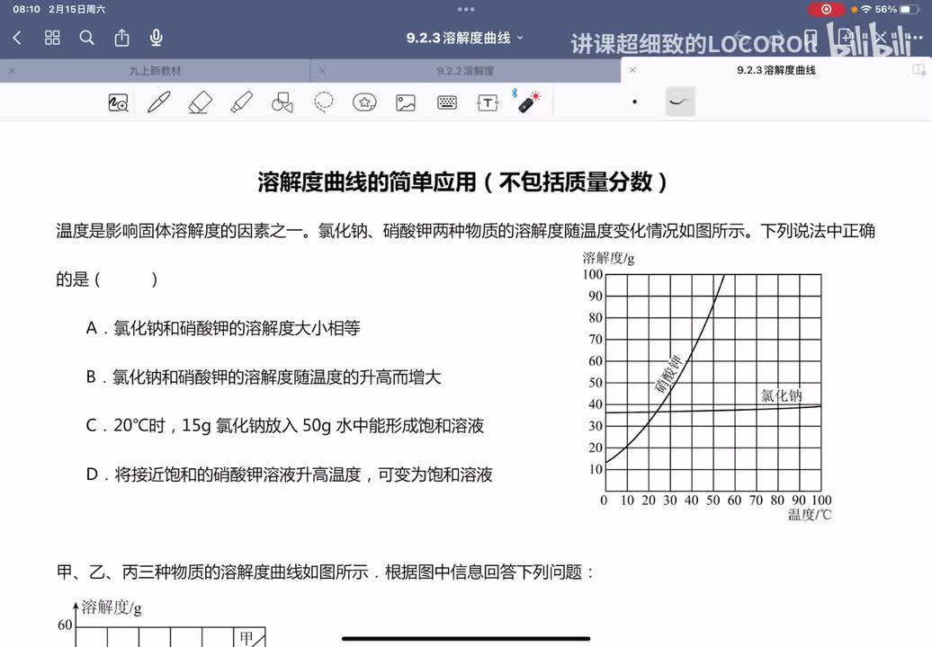 9.2-2 习题2 溶解度曲线
