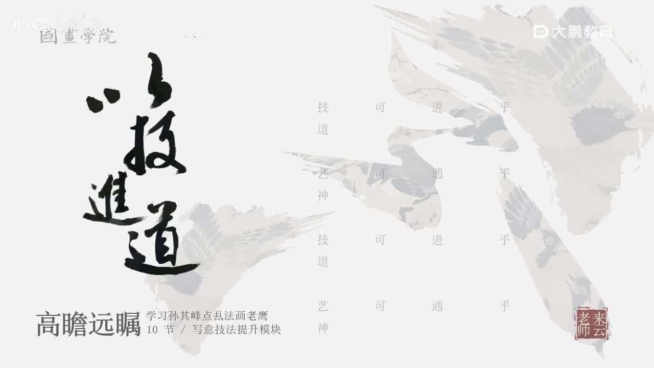 第10节 孙其峰老鹰2 花鸟画写意画中国画水墨画 基础专业课 名家临摹 技法提升