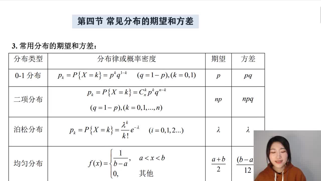 4-4 常见分布的期望和方差