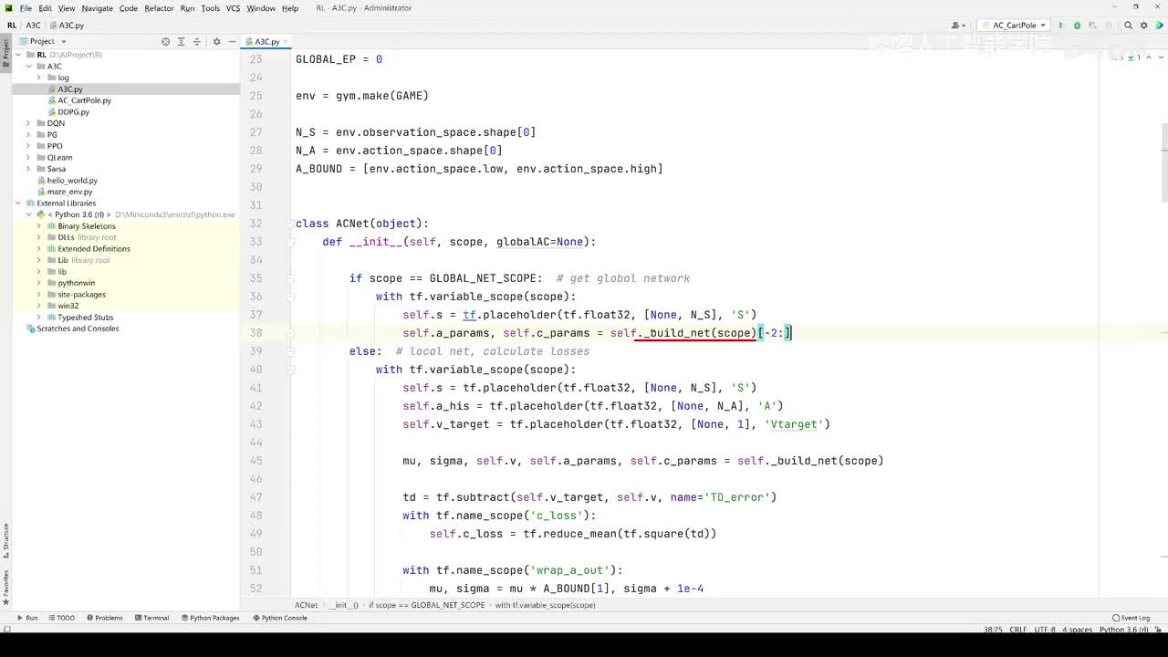 【2025版】69-代码实战_A3C_定义Worker计算loss的逻辑_针对连续型的action提高actor探索性