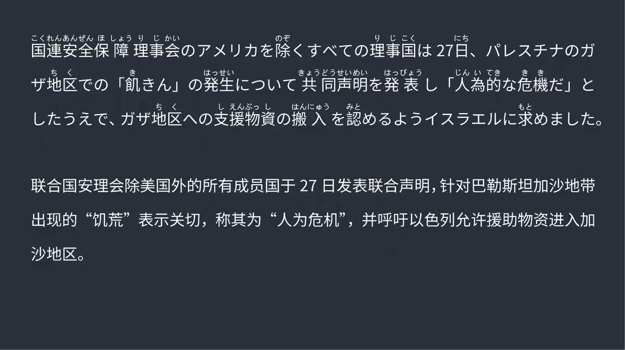 2025.09.03 联合国安理会除美外发声：加沙“人为饥荒” 呼吁停火与放行援助