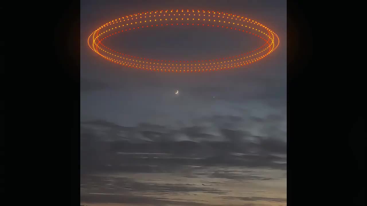 浏阳烟花天空之门实景合成