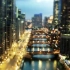 繁华城市夜景高楼河流道路灯光照耀都市繁忙生活节奏视频延时实拍