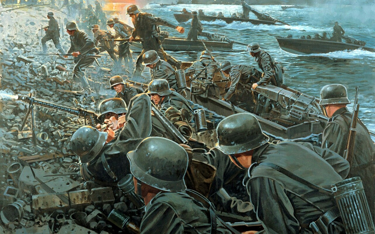 二战彩绘战场图片