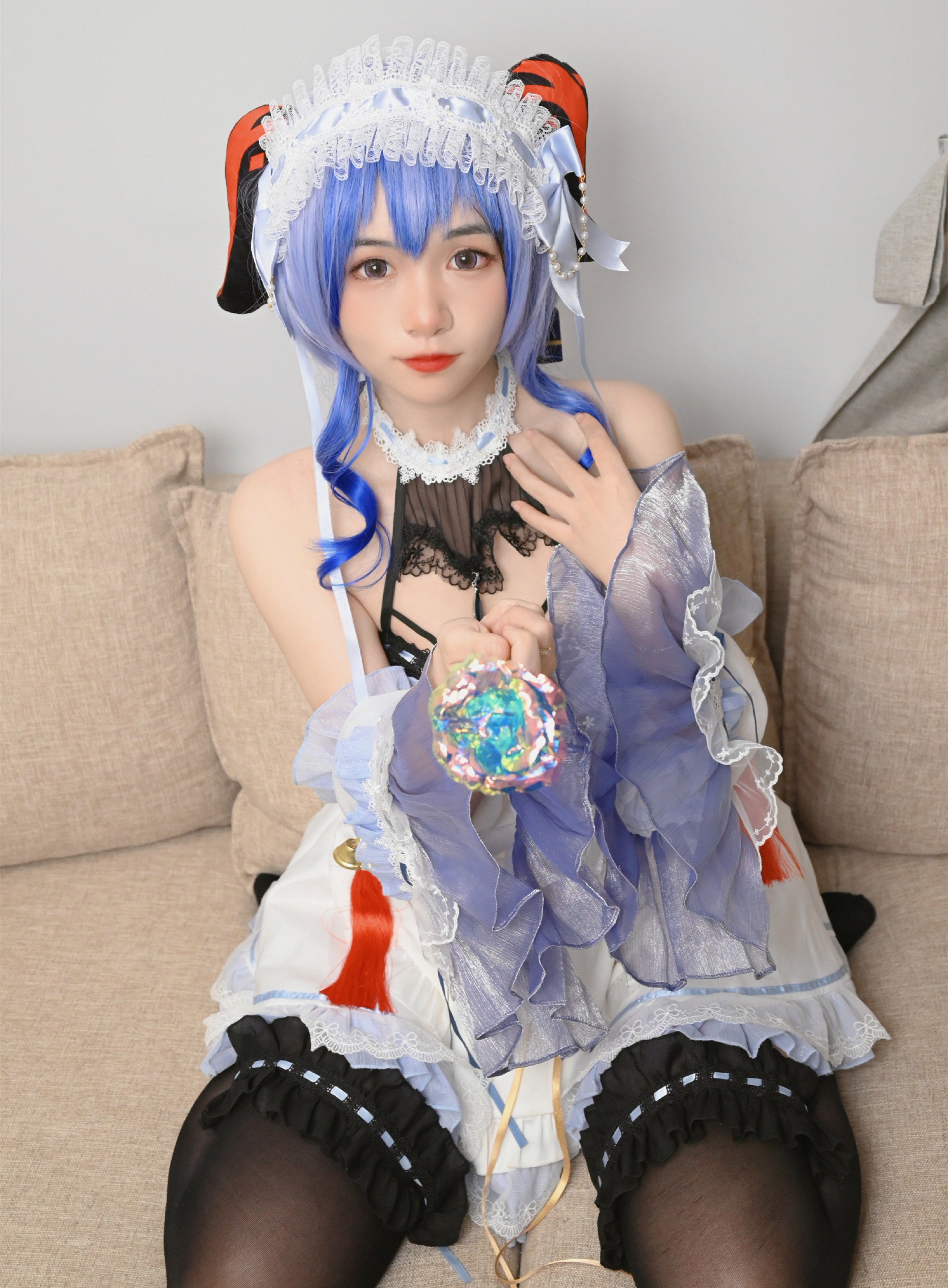 朝路不能再吃了原神甘雨女仆装CosPlay7