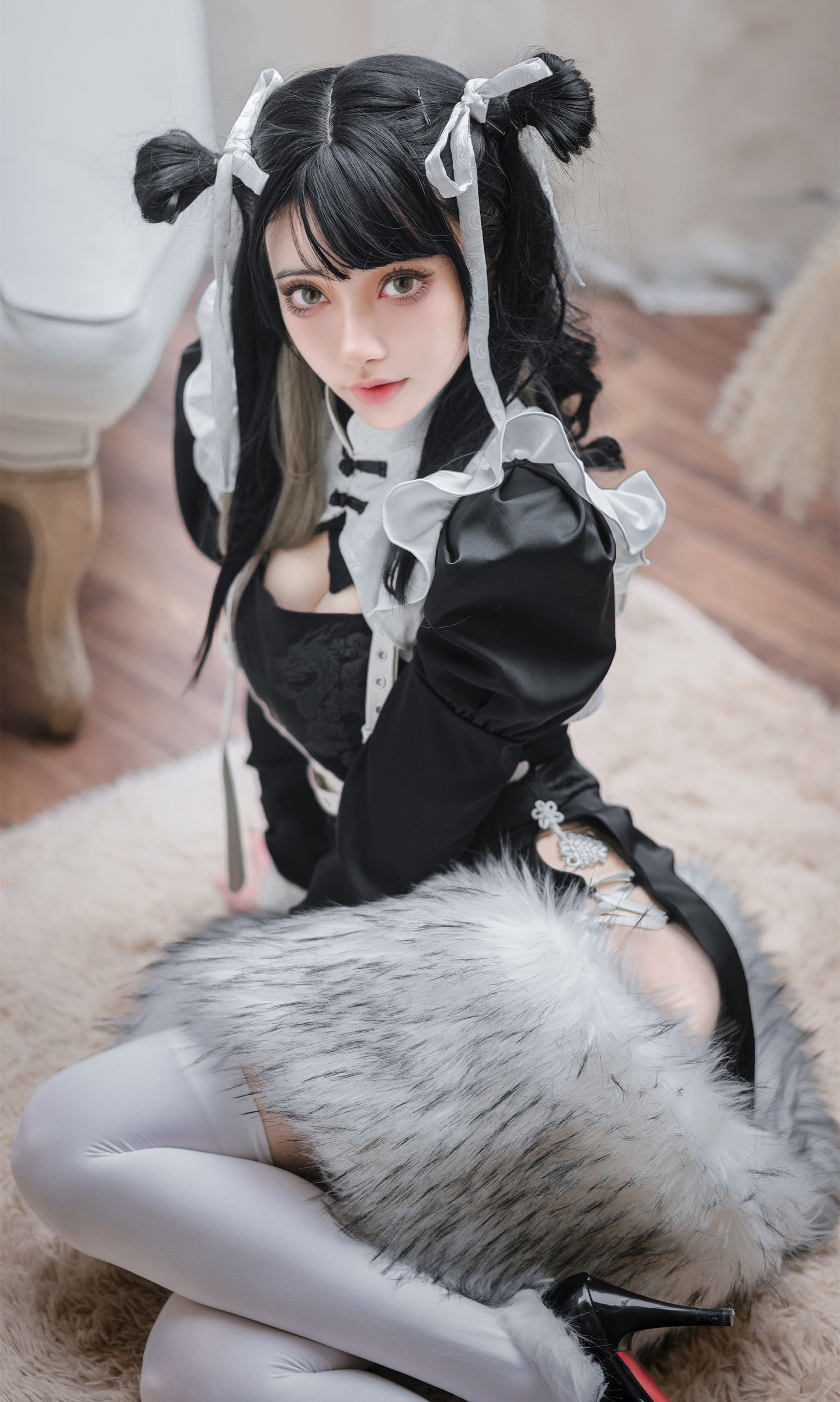 炭烤莉莉黑坂内若玲珑双子黑旗袍cosplay7