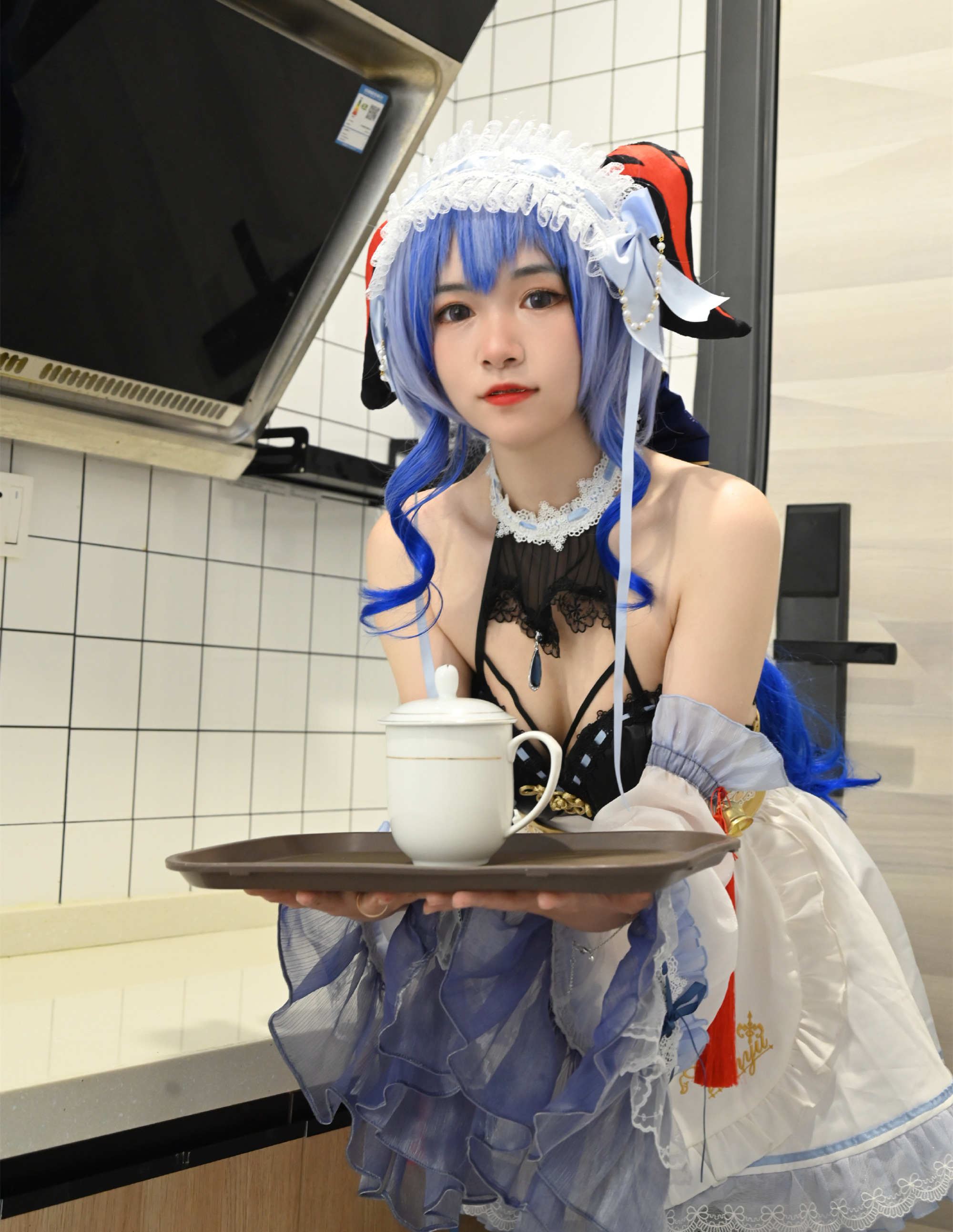 朝路不能再吃了原神甘雨女仆装cosplay1