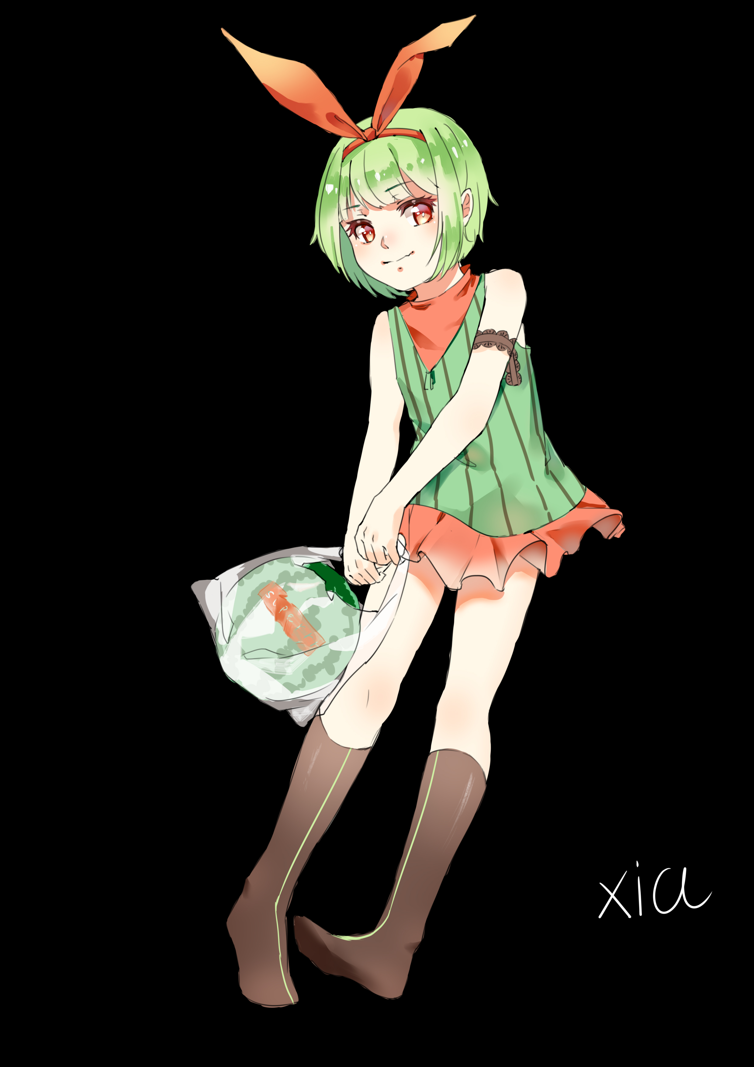 直播摸得西瓜拟人,最后稍微改了一下[微笑]