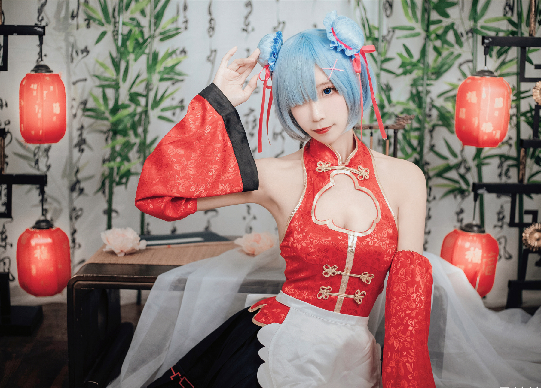 是粽粽子吖蕾姆中国风女仆cosplay1