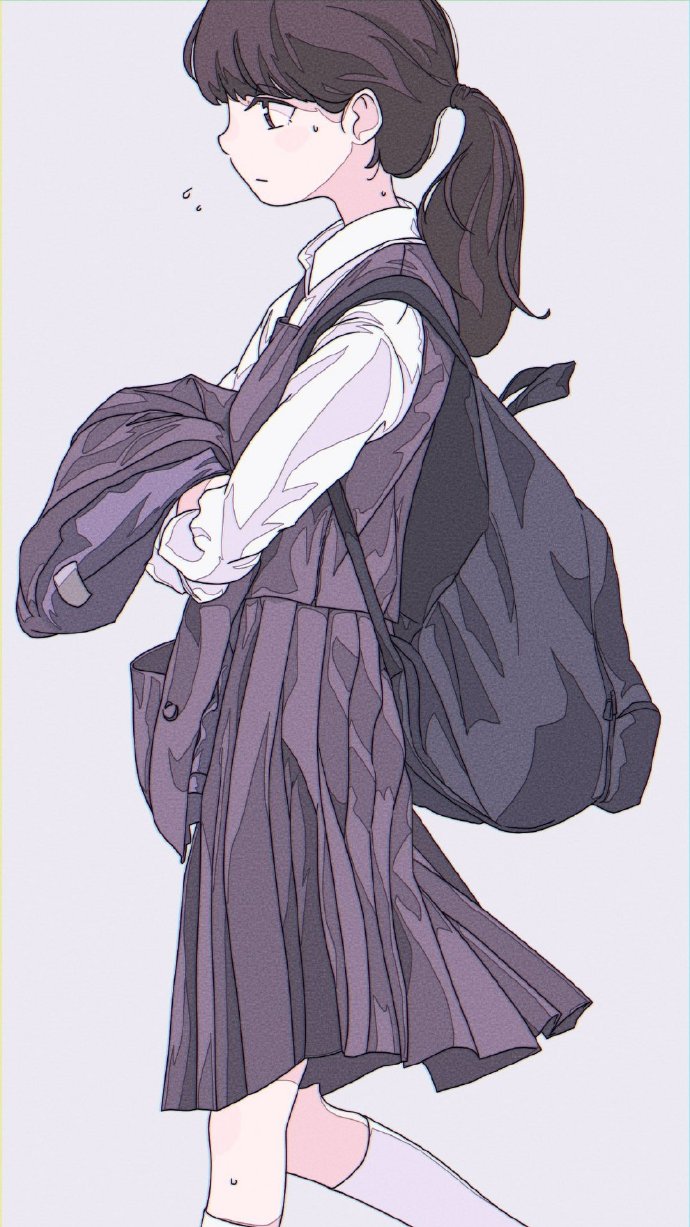 jk制服,长裙百褶裙绘制参考,拿去练练手吧~ #绘画##画画##画画教程