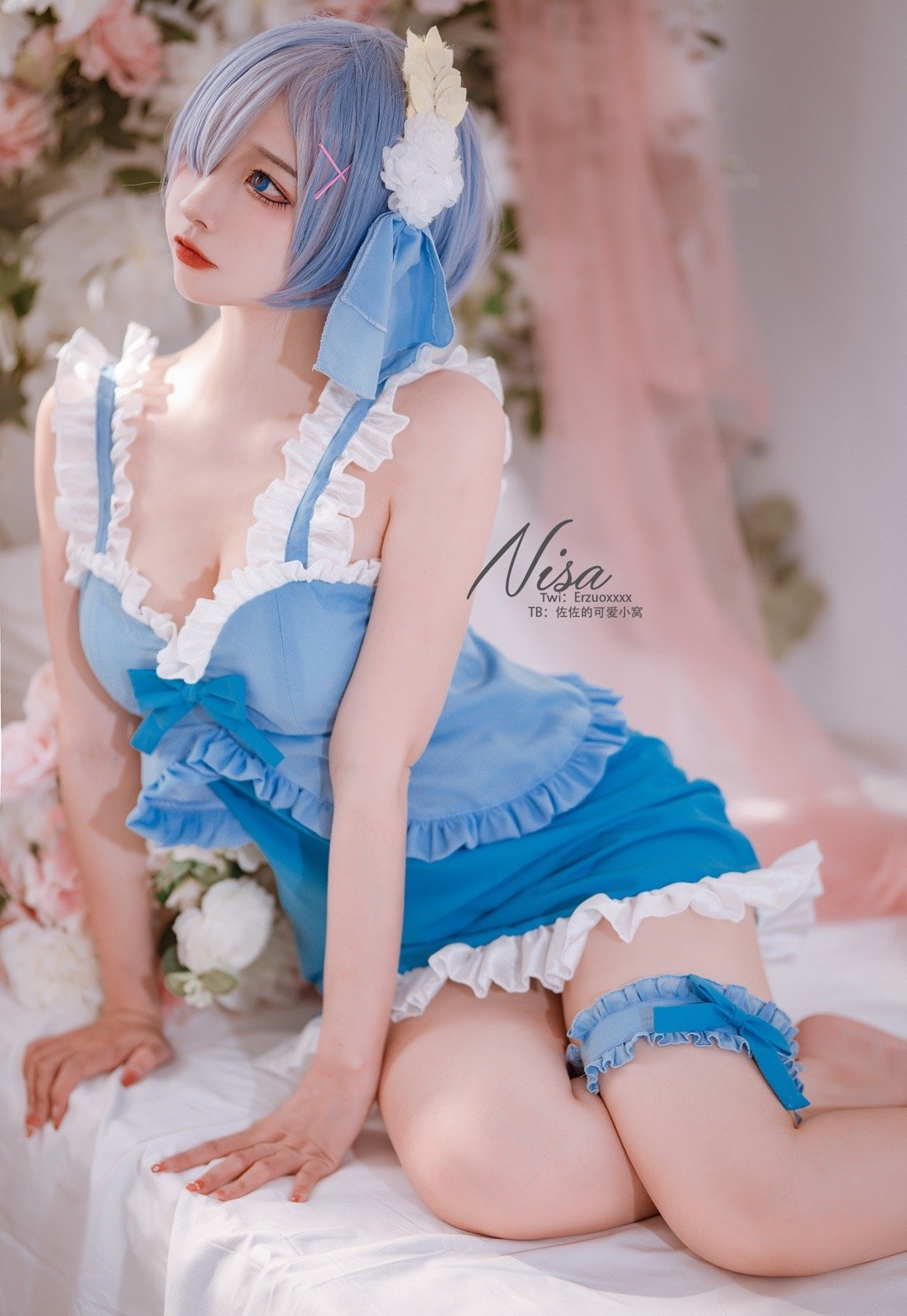 二佐Nisa蕾姆蓝色女仆cosplay5