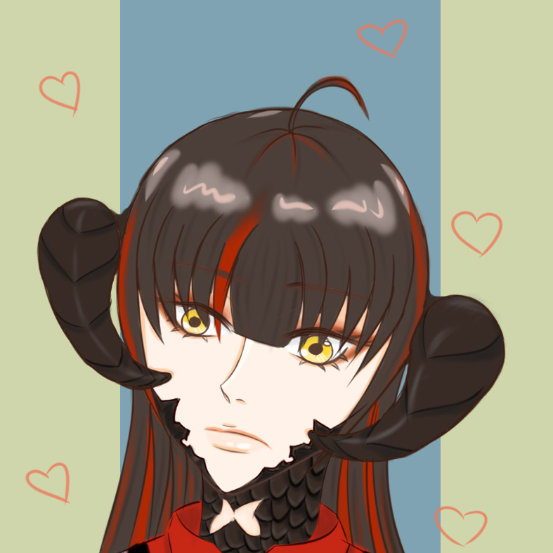 啊拖了好几天的头像好啦,是帅气的龙娘呢