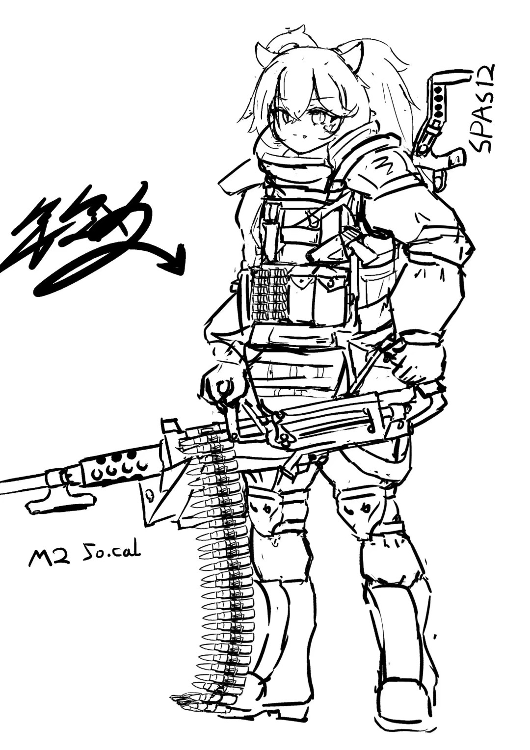 参考了明日方舟的泥岩和杰西卡自嗨了一张重装( 狮子大开口的要了一挺