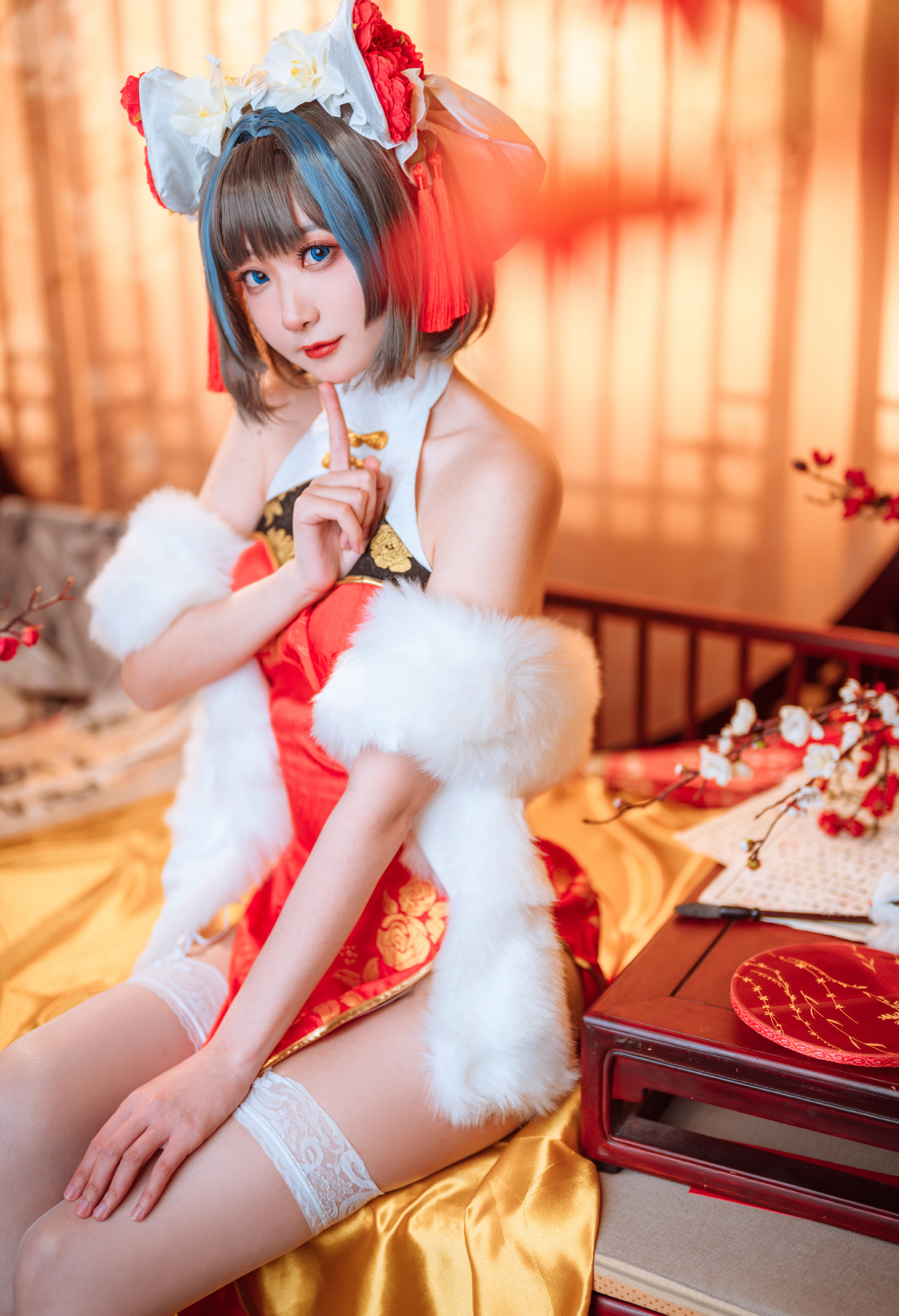 艾瑞碧蓝航线柴郡旗袍cosplay5