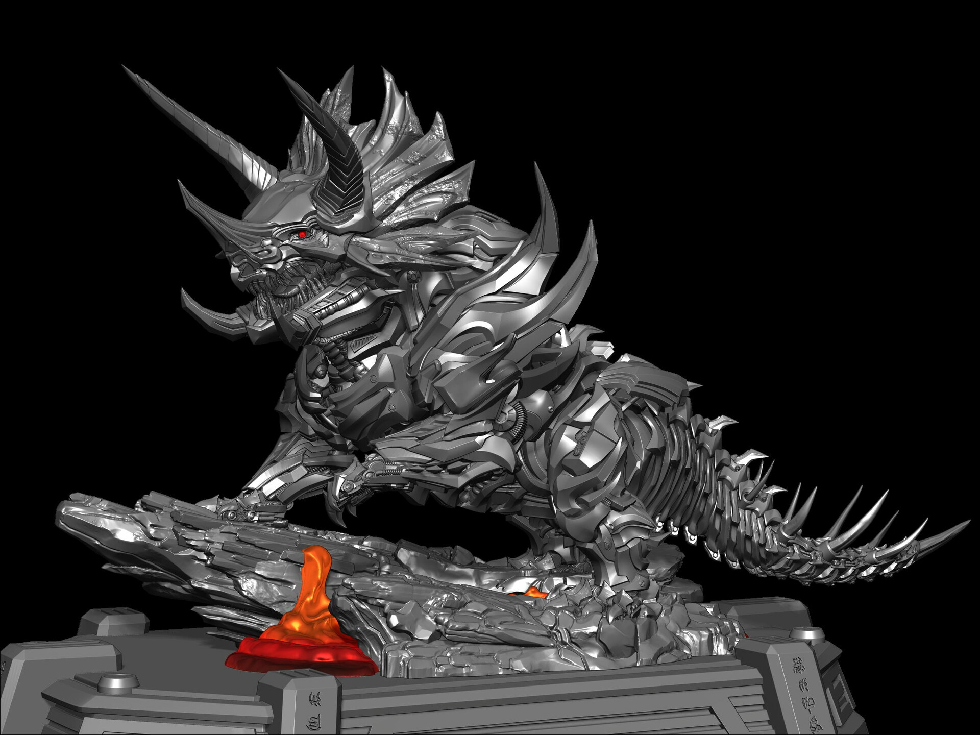 铁渣—机械三角龙雕像