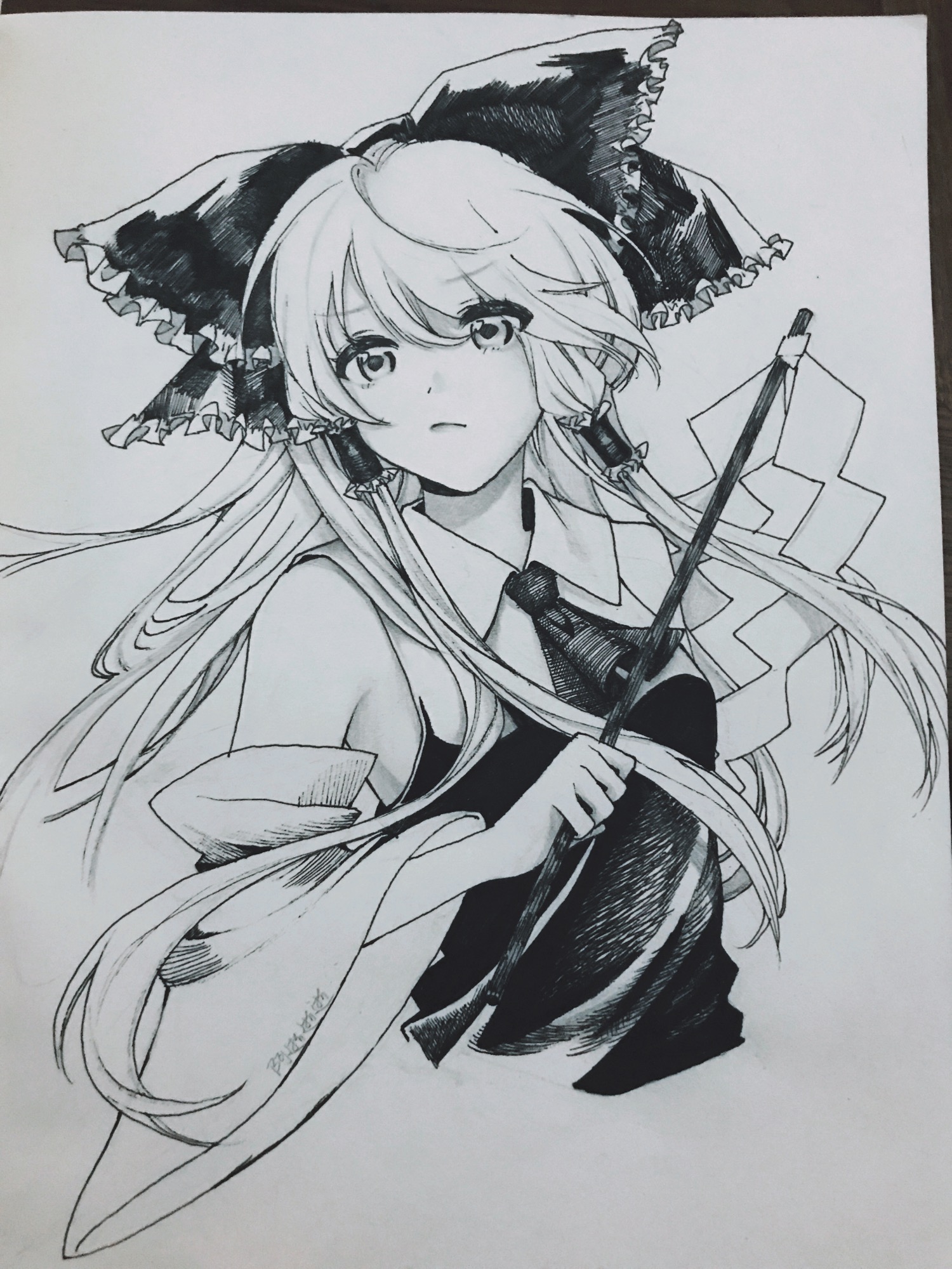 我画了,然后我还没复习我觉得我完了#东方project##博丽灵梦#浏览:264