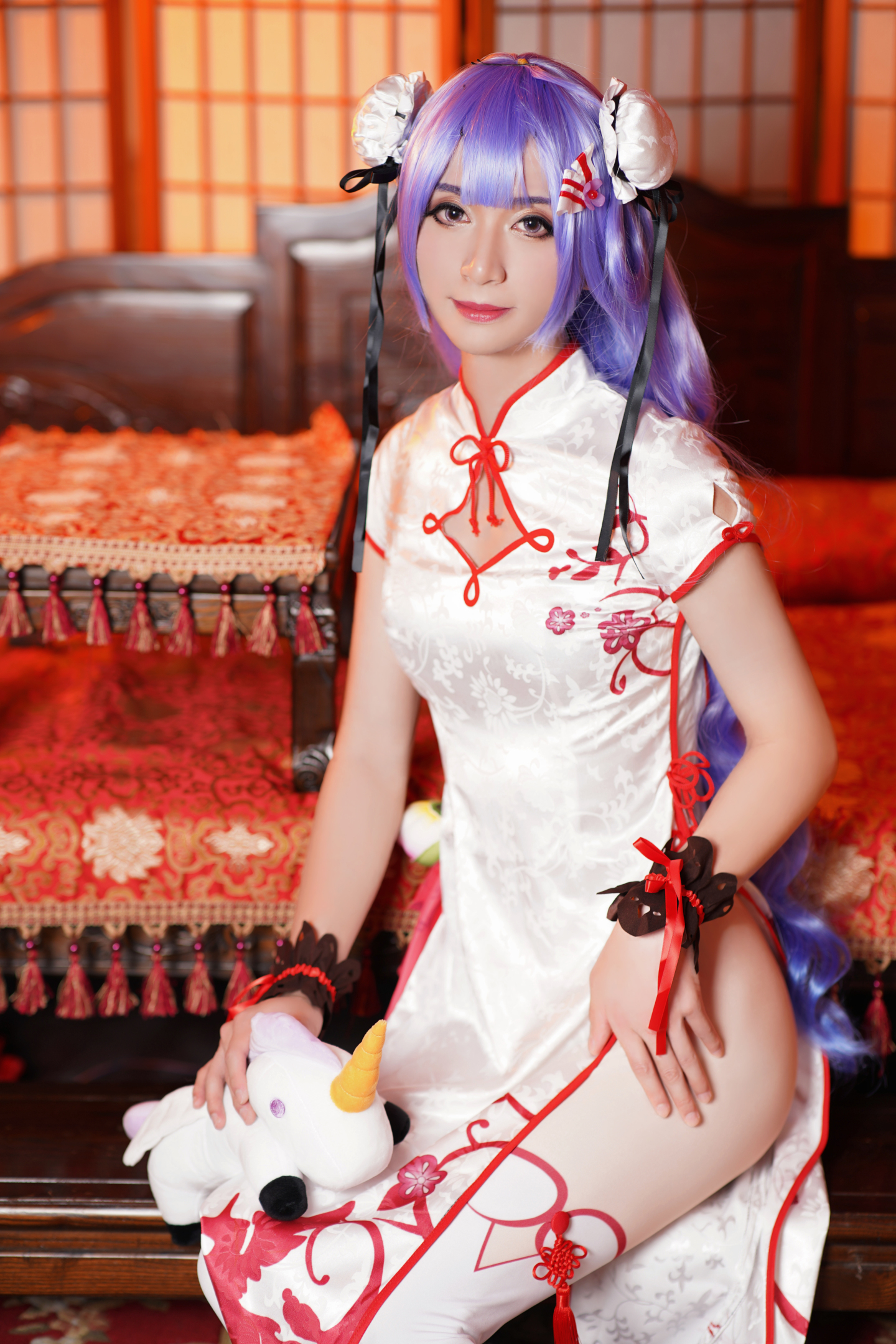 咖菲碧蓝航线独角兽春之礼旗袍cosplay3