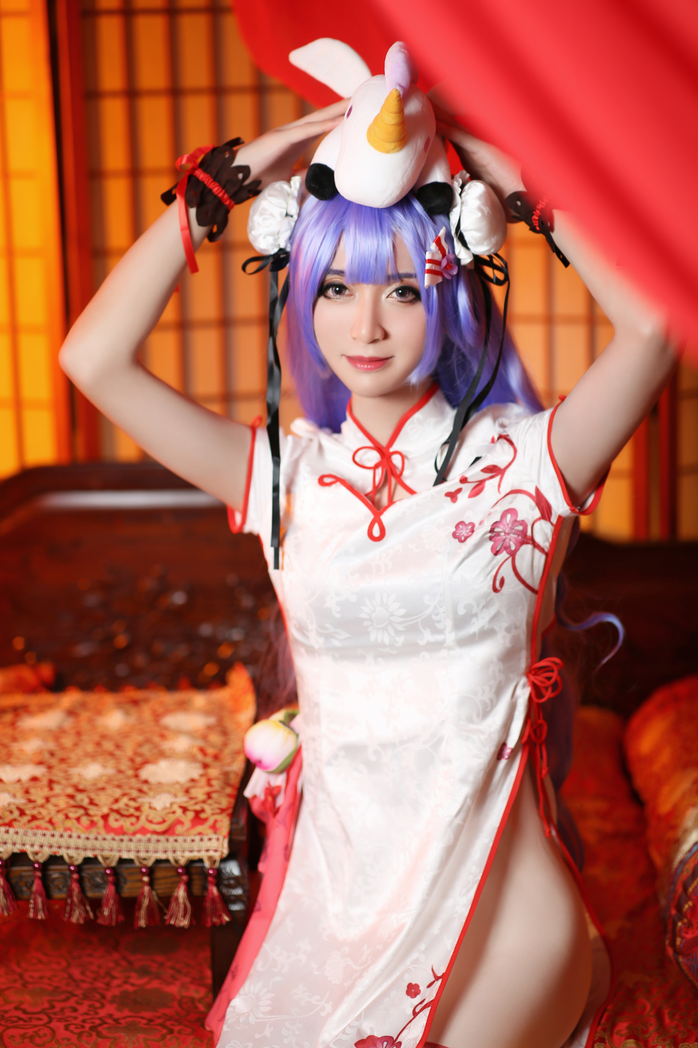 咖菲碧蓝航线独角兽春之礼旗袍CosPlay4