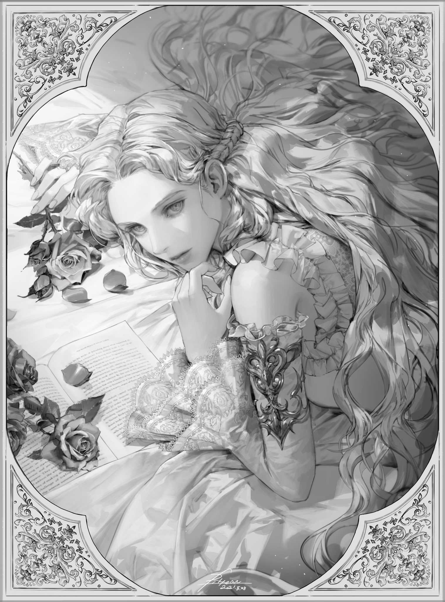 繁复华丽的线稿,优雅精致的细节,via : pilyeon