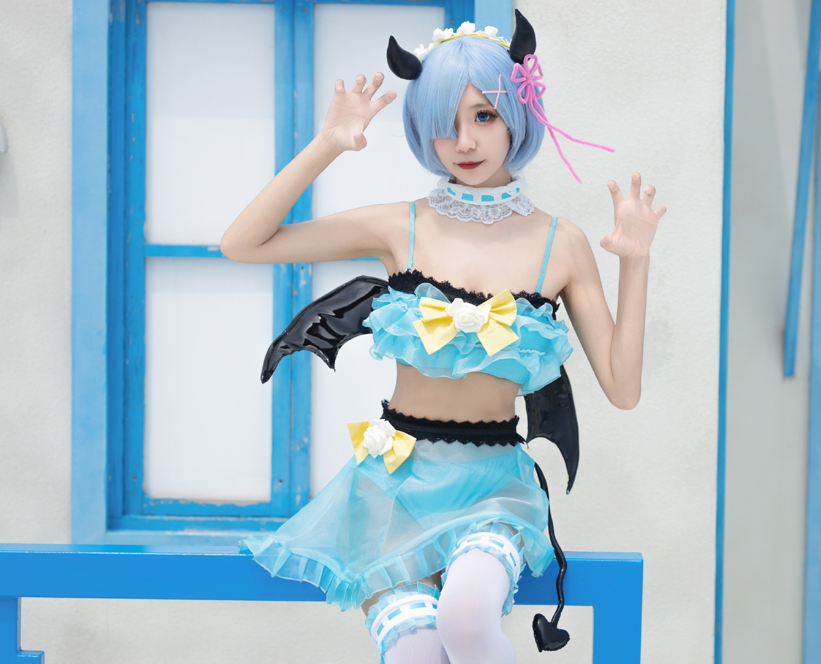 是粽粽子吖蕾姆小恶魔水着cosplay5