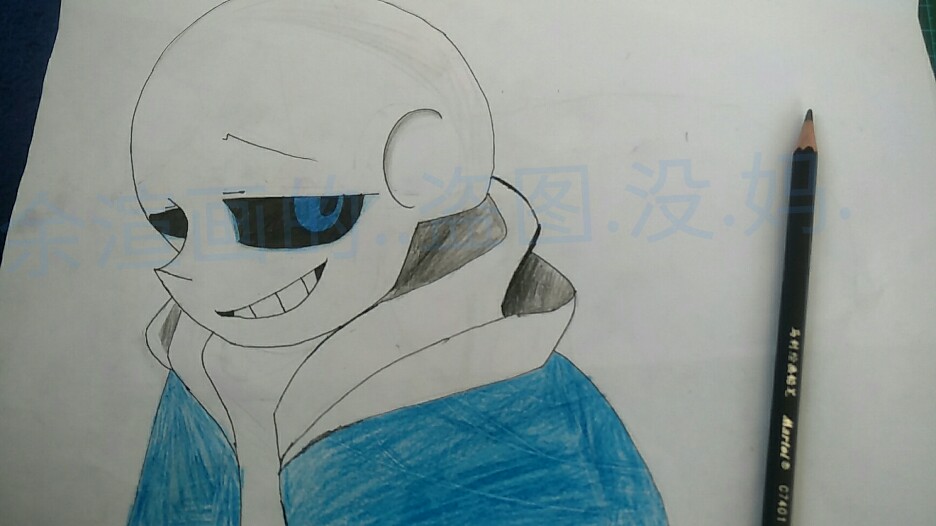 嘶,搞了个sans,因为眼睛在勾线时候出现错误不得不填充颜色了.好丑.