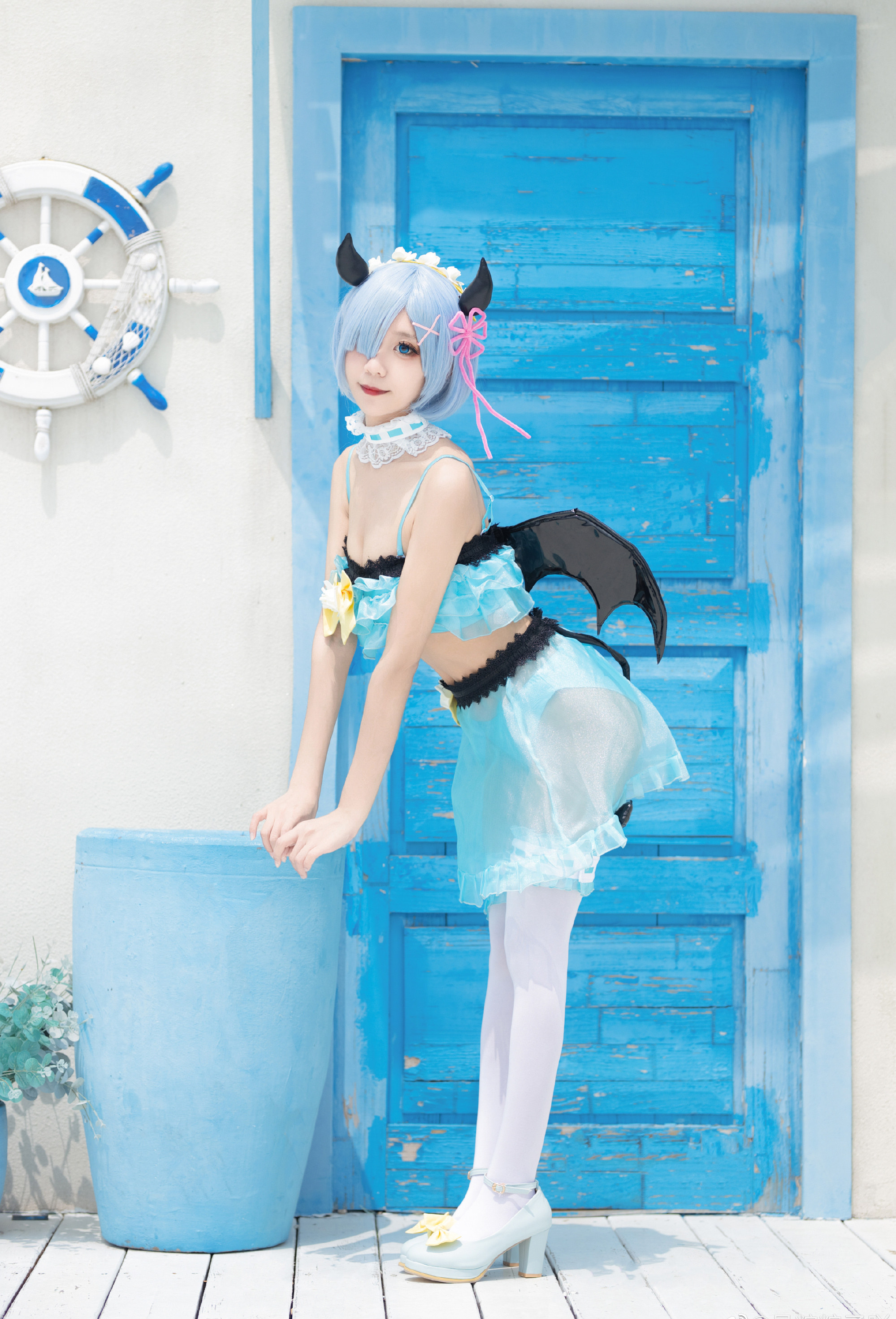 是粽粽子吖蕾姆小恶魔水着cosplay3