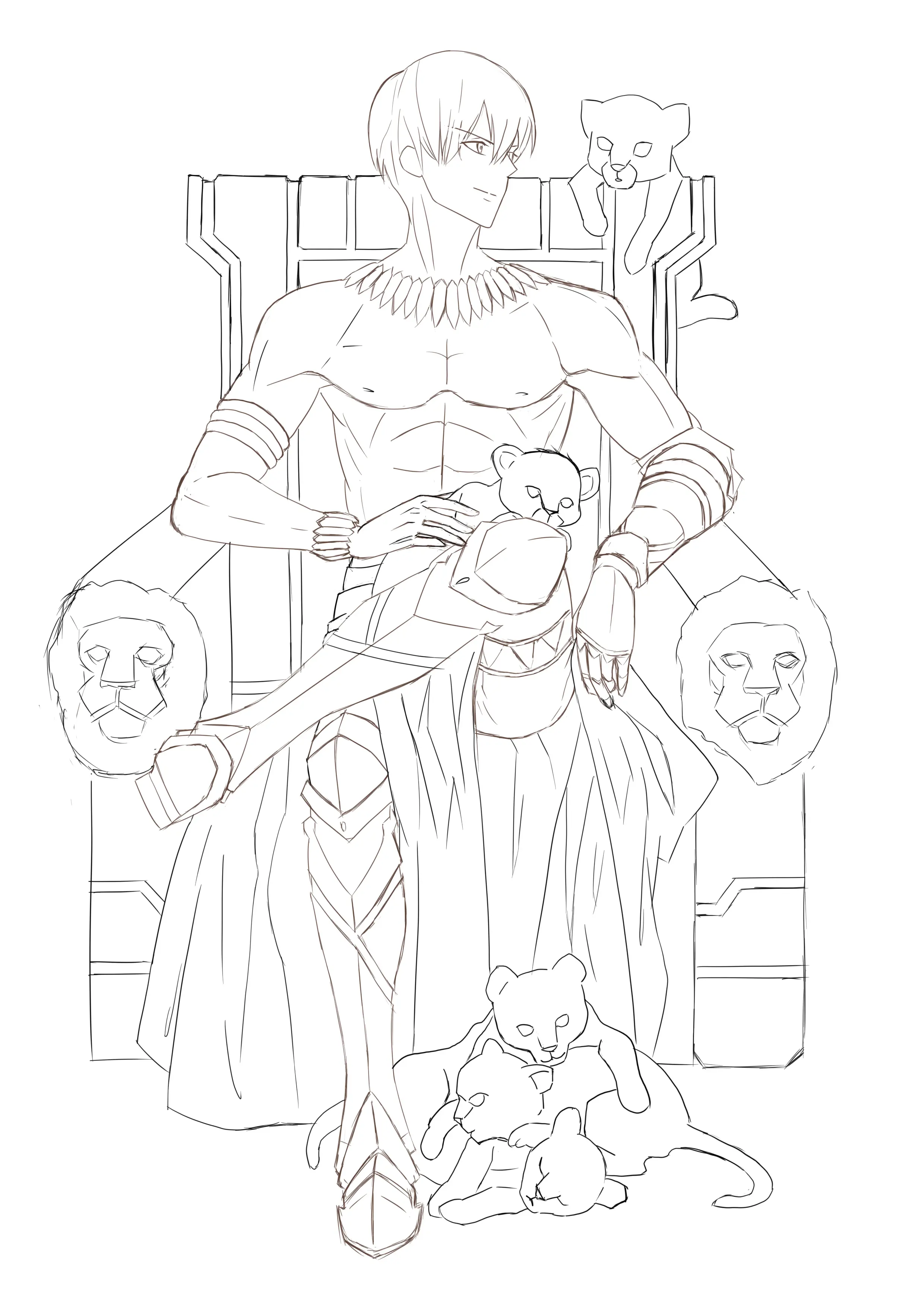 吉尔伽美什临摹线稿