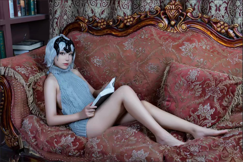 酥棠Alina FGO黑贞露背毛衣cosplay6