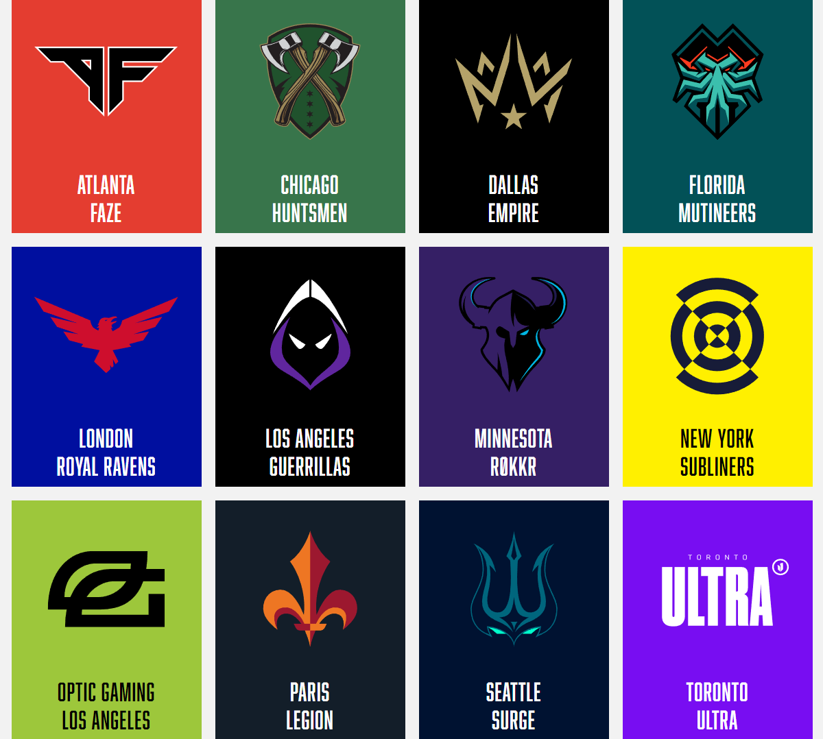 cod职业联赛12只战队队标.