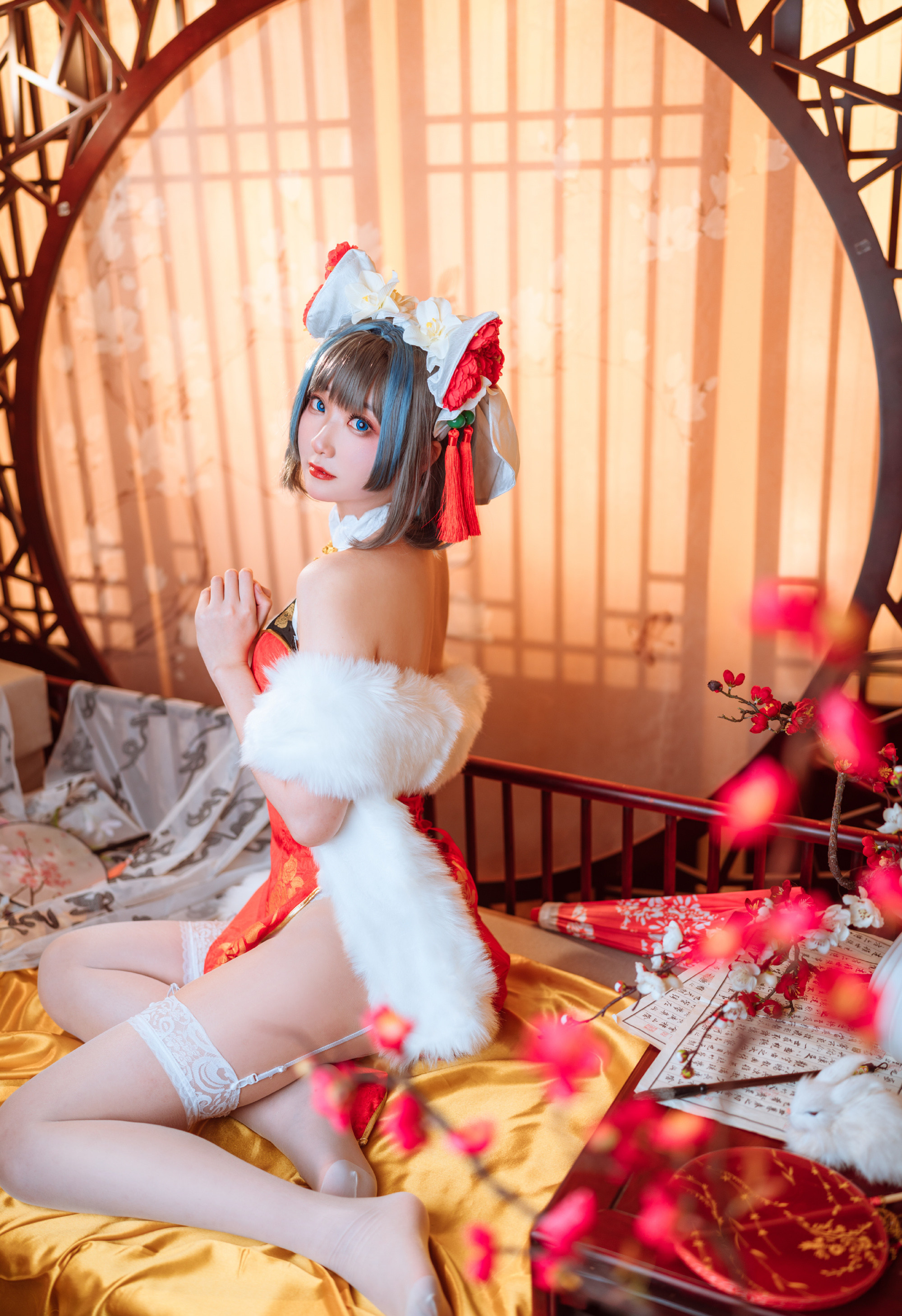 艾瑞碧蓝航线柴郡旗袍CosPlay7