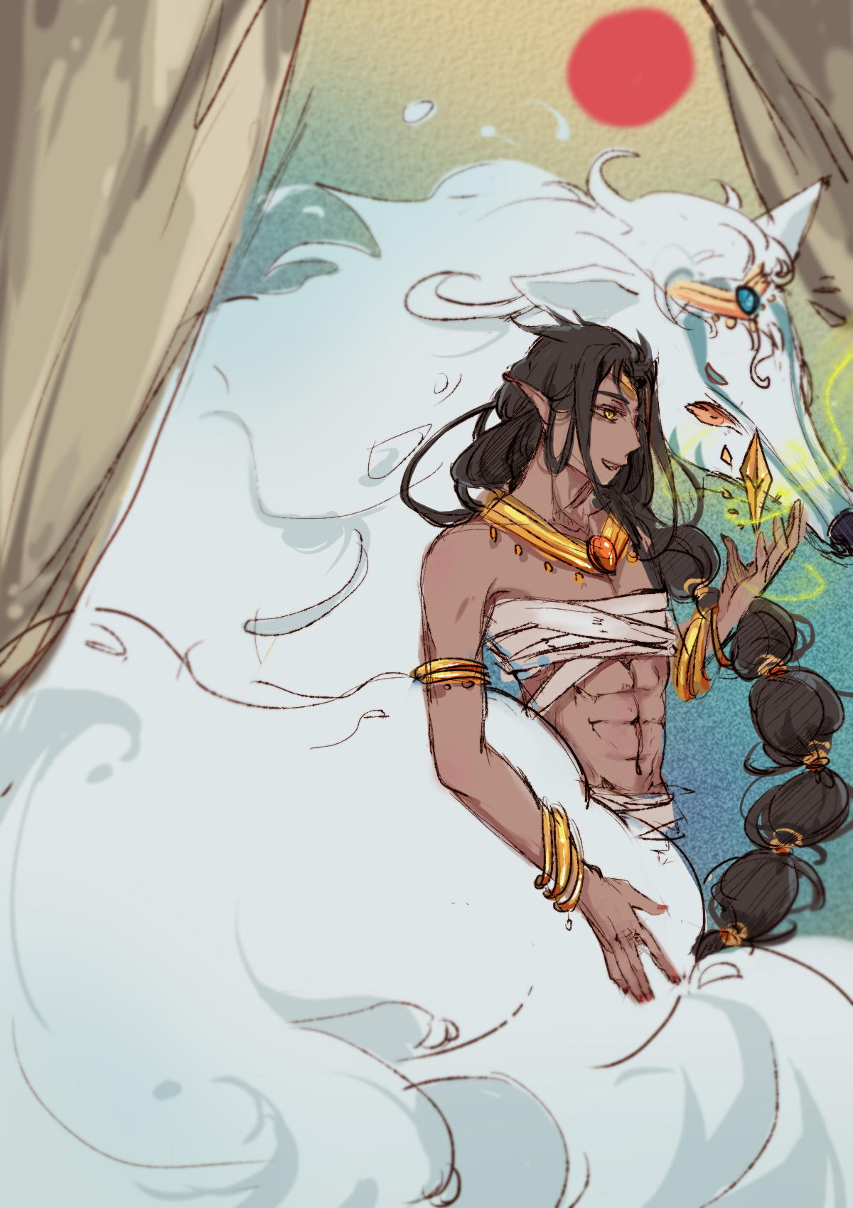 黑皮肤的异域的男人