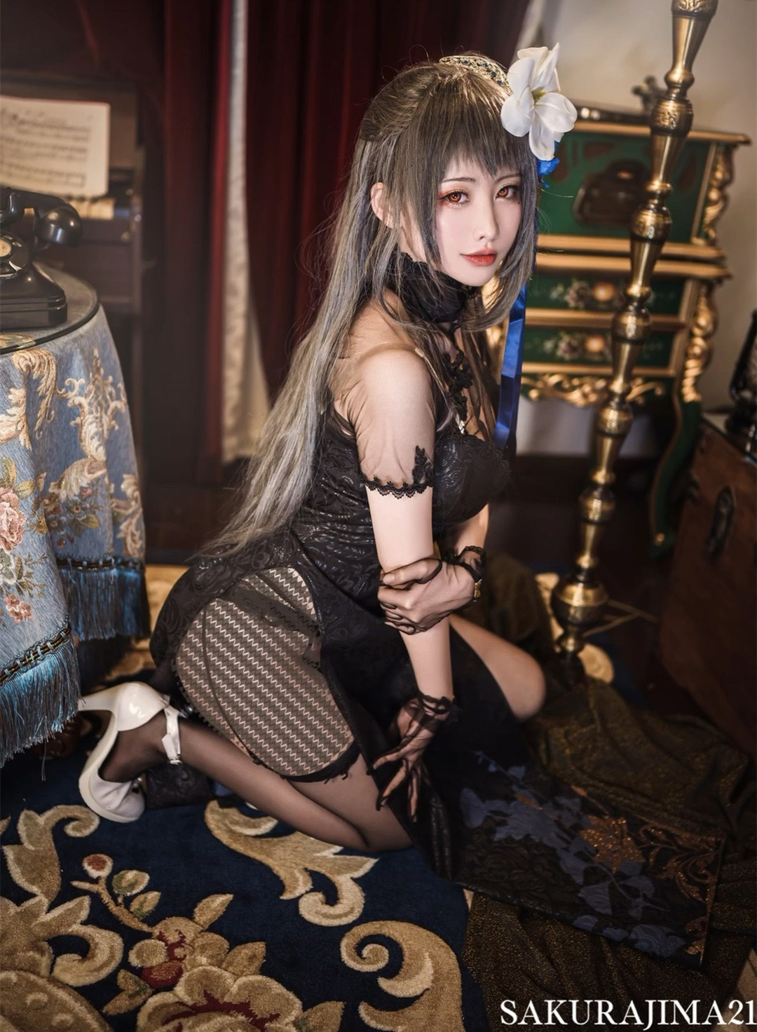 樱岛嗷一碧蓝航线路易九世瑰丽的执勤人CosPlay11