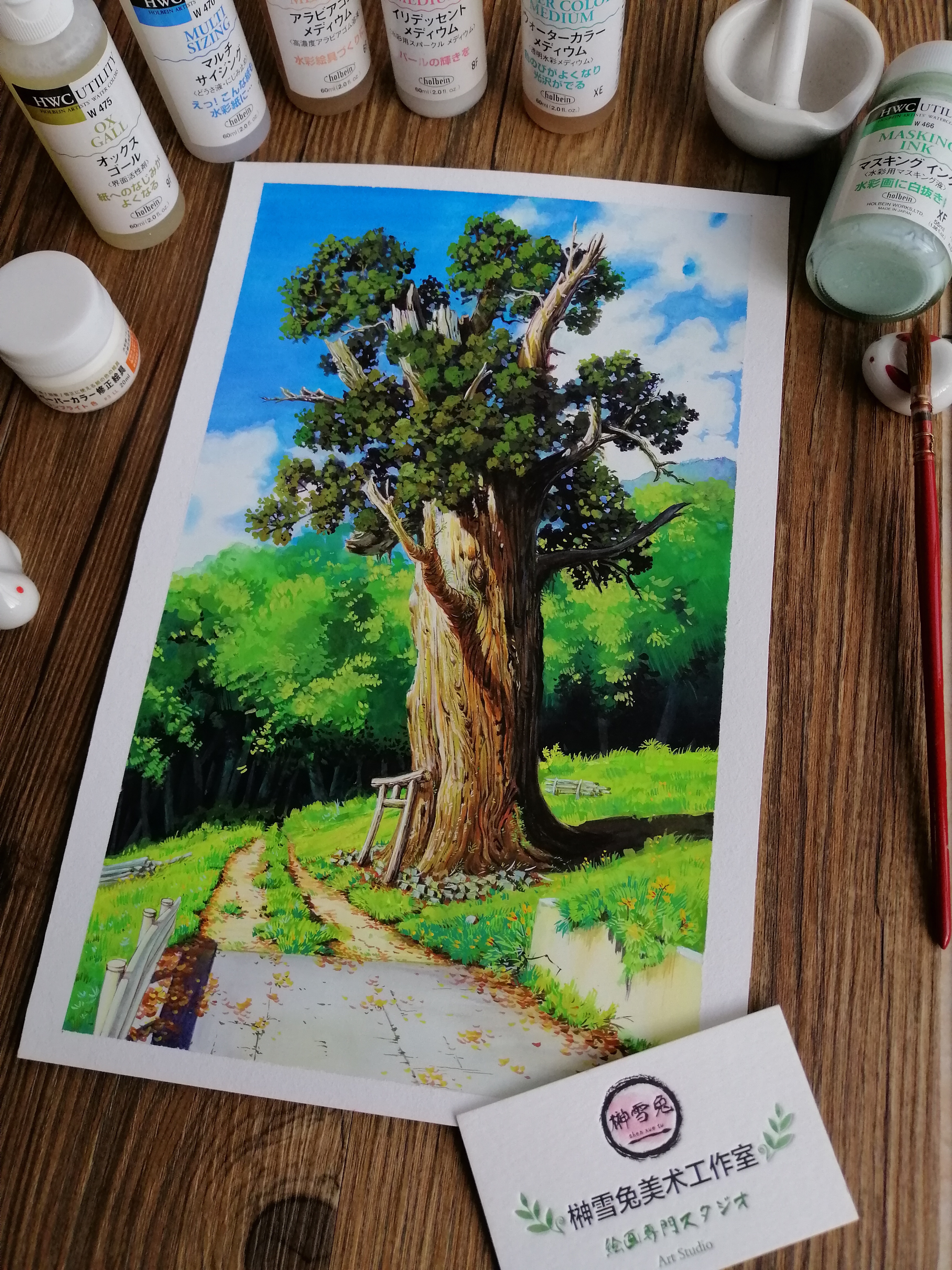 【不透明水彩——树】宫崎骏动画场景